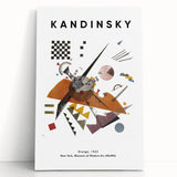 Black and white abstract Kandinsky design on large stretched canvas, suitable for kitchen or bedroom decor.