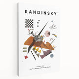 Abstract Kandinsky-inspired art on stretched canvas with vibrant primary colors, suitable for kitchen wall art.