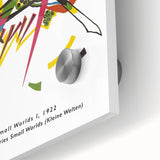 Large abstract wall art featuring swirling forms in vibrant hues on acrylic glass, suited for dining room ambiance.