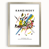 Textured abstract art print in vibrant colors on a framed canvas, ideal for modern bedroom decor.