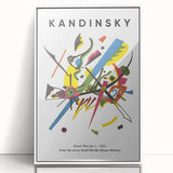 Acrylic print of a Kandinsky-inspired modern art wall decor featuring geometric shapes in bold colors.