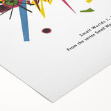 Art deco poster featuring geometric patterns in bold black and white, printed on rolled canvas.