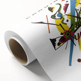 Art Deco-style poster featuring geometric shapes in vibrant colors on rolled canvas, ideal for nursery wall art.