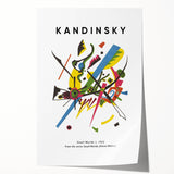 Abstract Kandinsky-style artwork in vibrant colors on rolled canvas, ideal for art wall dining room.