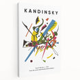 Abstract Kandinsky-inspired art on stretched canvas featuring swirling blues and reds, ideal for kitchen wall art.