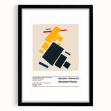 Extra large abstract art print featuring vibrant, colorful geometric shapes on a black framed canvas.