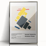 Mid-century modernist art featuring geometric shapes in muted tones on a silver-framed acrylic, ideal for nursery wall art.