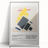Modern art wall decor featuring a Malevich-inspired abstract design in black and white, acrylic framed poster.