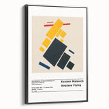 Black and white landscape art painting on a framed canvas featuring a minimalist Malevich design, suitable for bedroom decor.