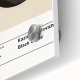 Large abstract wall art in mid-century modernist style, featuring geometric shapes in black and white on acrylic glass.