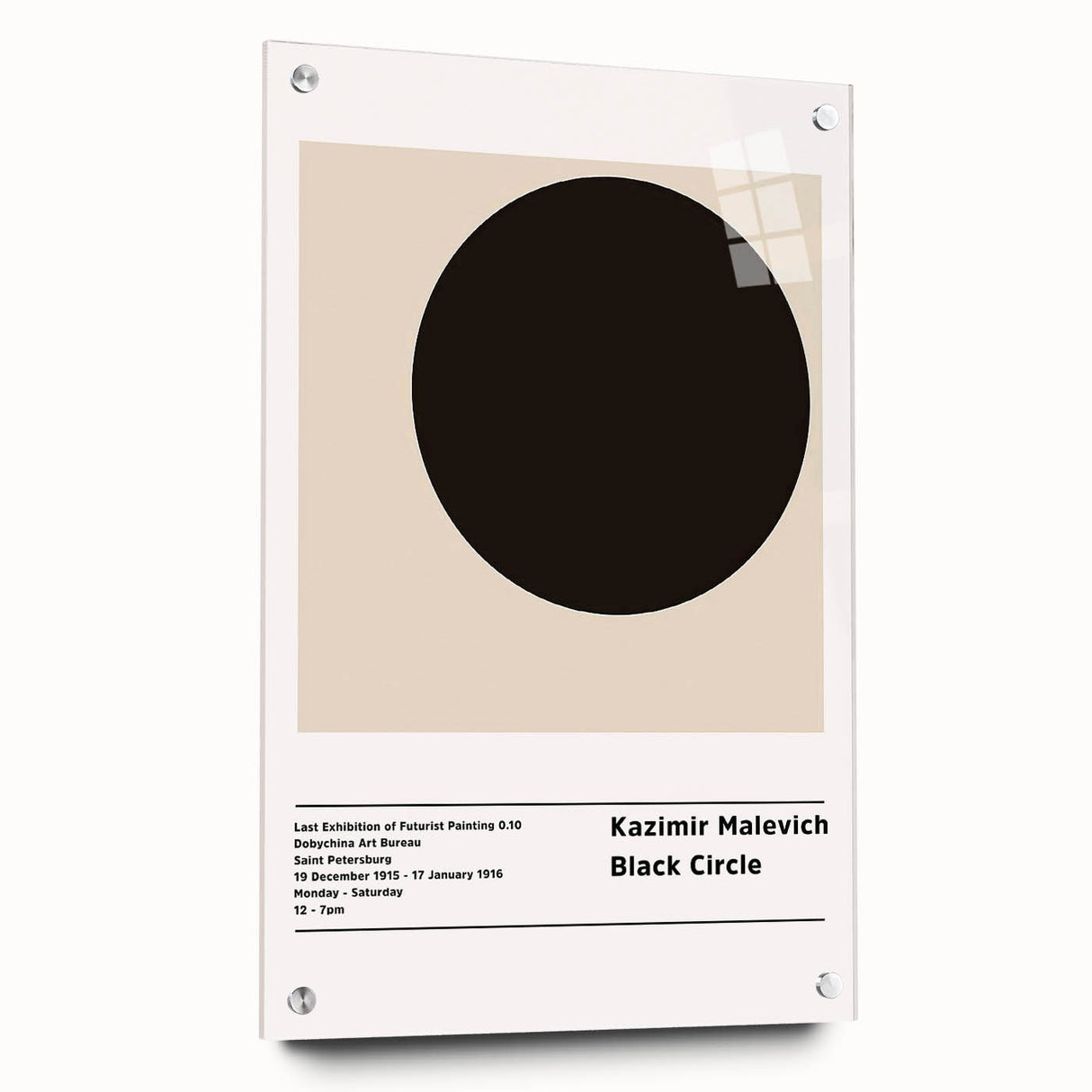 Large abstract wall art on acrylic glass, featuring geometric shapes in black and white.