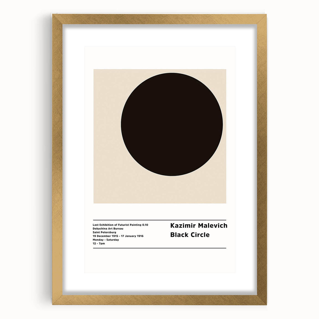 Extra large abstract art print featuring geometric shapes in black and white, framed in gold, ideal for living room decor.