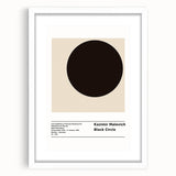 Abstract art print featuring geometric shapes in black and white, framed with a white mat.