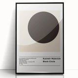 Large abstract wall art featuring geometric shapes in black and white, mid-century modernist style, framed in acrylic.