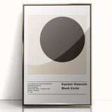Large art print featuring a mid-century modernist abstract design in black and white, framed in gold acrylic.