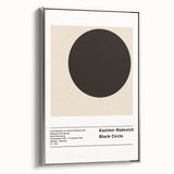 Framed canvas featuring a Malevich-inspired abstract landscape in black with vibrant color accents.