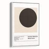 Extra large vintage poster art on framed canvas featuring a minimalist black and colorful abstract design.