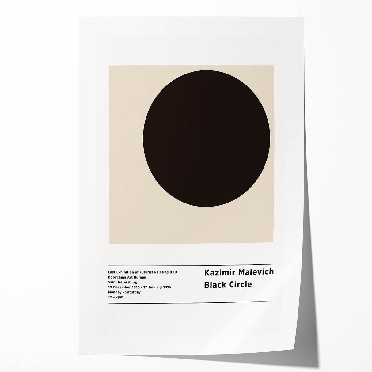 Abstract Malevich design in black and white on rolled canvas, ideal for art wall dining room or classy bathroom.