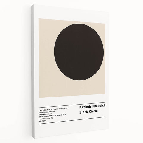 Large abstract Malevich-inspired design on stretched canvas with geometric shapes in black and white.