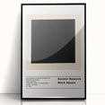 Large abstract wall art featuring geometric shapes in black and white, mid-century modernist style, framed in acrylic.