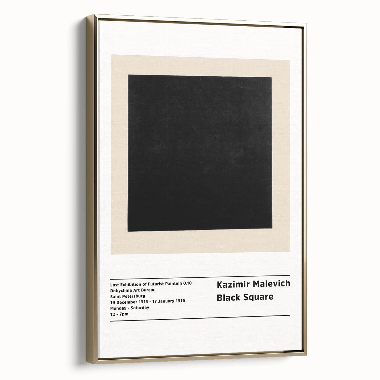Framed canvas featuring a black and white Malevich-inspired abstract landscape, ideal for bedroom wall art.