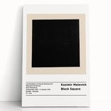 Black and white abstract Malevich-inspired art on a large stretched canvas.