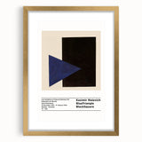 Extra large abstract art print featuring geometric shapes in black and white, framed in gold, ideal for living room decor.