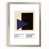 Textured abstract art print featuring geometric shapes in black and white, framed in silver, ideal for modern bedroom decor.