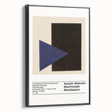 Black and white framed canvas featuring a minimalist Malevich landscape, ideal for bedroom wall art.