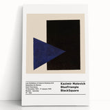 Large black and white abstract Malevich design on stretched canvas, suitable as kitchen wall art or bedroom decor.