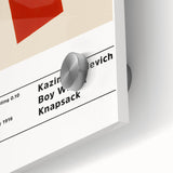 Large abstract wall art in mid-century modernist style on acrylic glass, featuring geometric shapes in black and white.