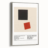 Framed canvas of a vintage-style landscape painting featuring colorful abstract shapes on a black background.