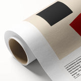 Art Deco poster featuring geometric shapes in bold black and white, printed on rolled canvas, suitable for nursery wall art.