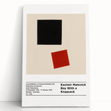 Large black and white abstract Malevich-inspired canvas, ideal for kitchen wall art or bedroom ambiance.