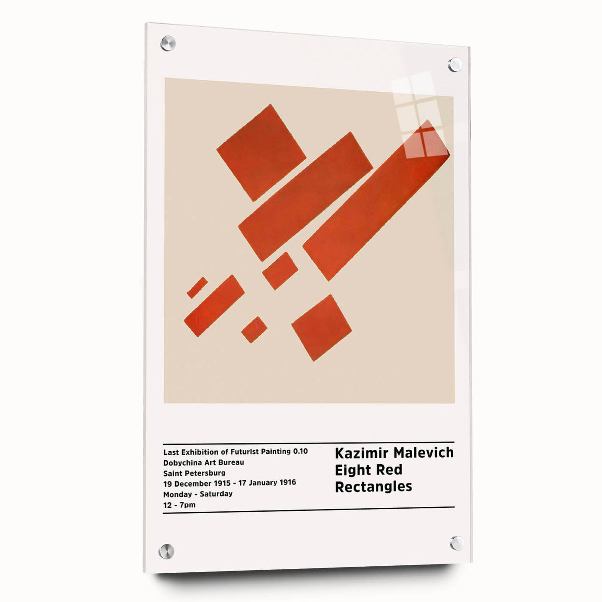 Large abstract wall art on acrylic glass featuring geometric shapes in black and white.