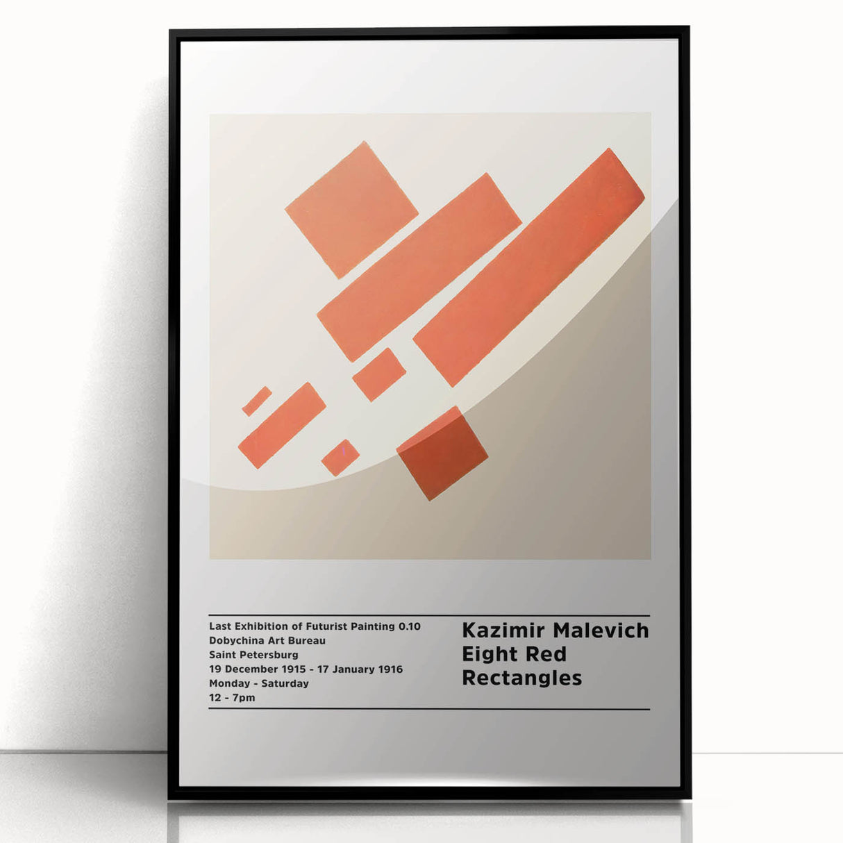 Large abstract wall art in black and white, framed in acrylic, featuring mid-century modernist geometric shapes.