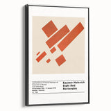 Black and white framed canvas featuring a vintage Malevich landscape, ideal for bedroom wall art.