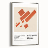 Framed canvas featuring a Malevich-inspired landscape with colorful geometric shapes on a black background.