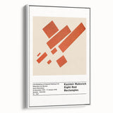 Vintage poster art of Malevitch design on framed canvas, featuring black and colorful geometric shapes.