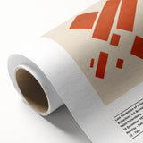 Art deco poster featuring geometric shapes in muted gold and navy, on rolled canvas, ideal for nursery wall art.