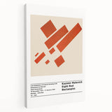 Abstract geometric shapes in black and white on a large stretched canvas, suitable for kitchen wall art.