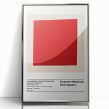 Mid-century modernist art deco poster in silver frame, featuring abstract geometric shapes in muted tones.