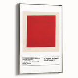 Framed canvas of a Malevich-inspired landscape, featuring geometric shapes in black and vibrant colors.