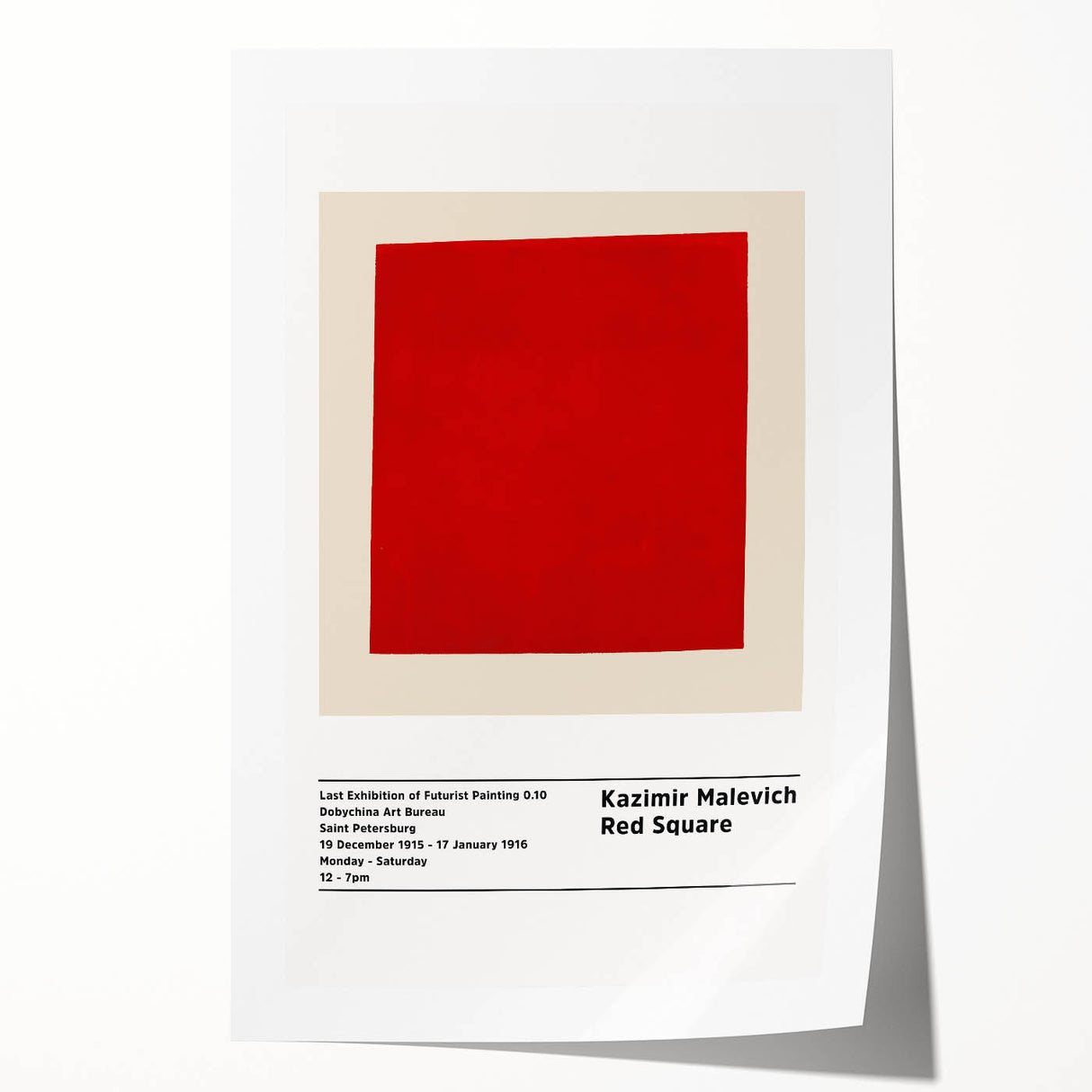 Extra large rolled print featuring a minimalist Malevich-inspired abstract design in muted tones.
