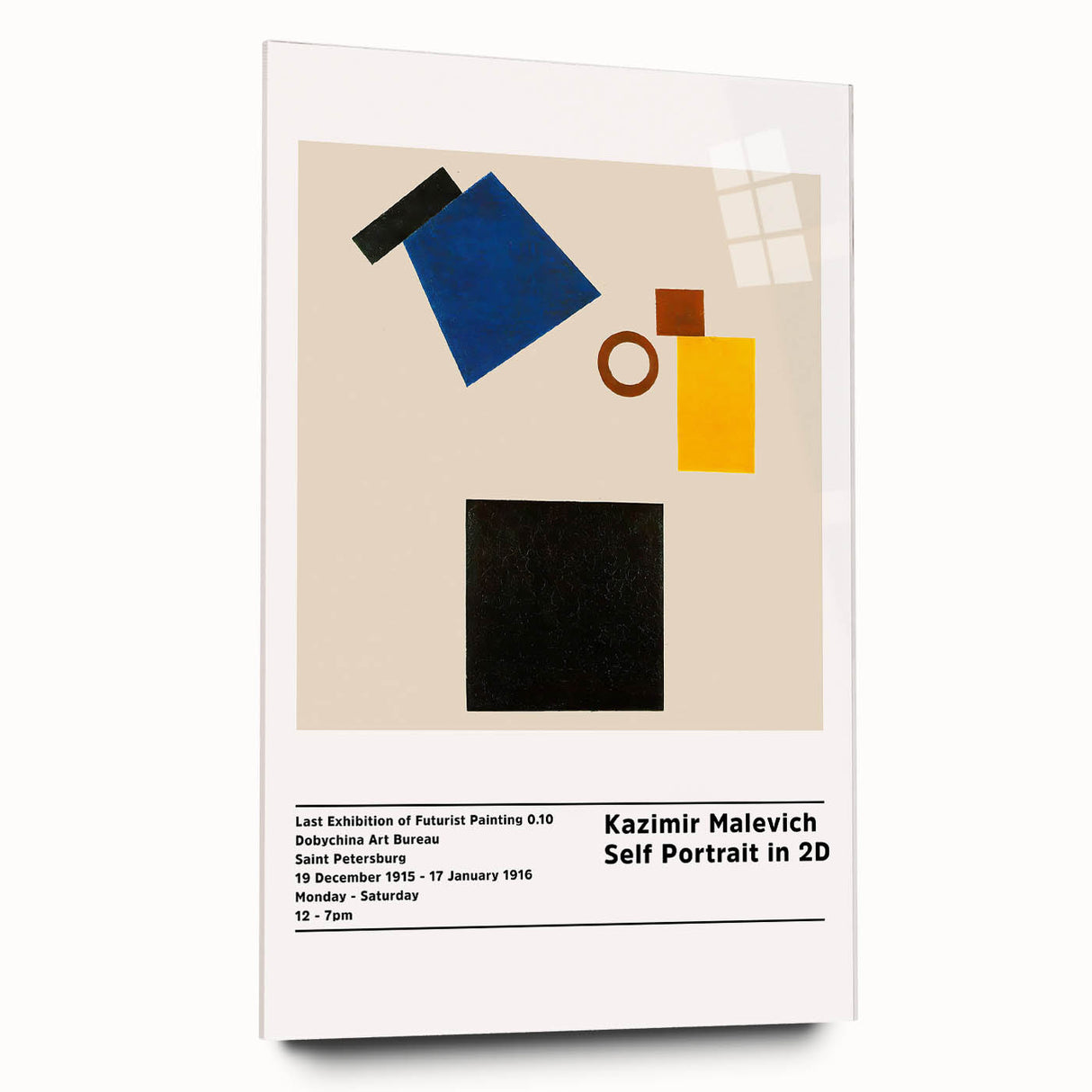 Large abstract wall art on acrylic glass featuring geometric shapes in black and white.