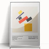 Modern art wall decor featuring a geometric Malevitch design in black and white on a framed acrylic.