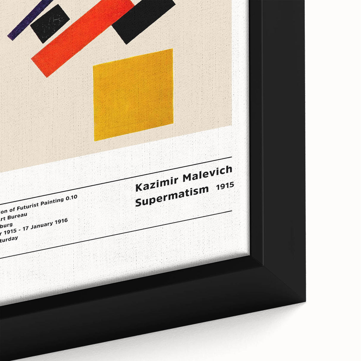 Extra large framed canvas featuring a black textured background with vibrant, colorful abstract shapes.