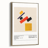 Black and white landscape art on framed canvas, featuring minimalist Malevich design, ideal for bedroom wall decor.