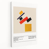 Large abstract Malevich-inspired art on stretched canvas with geometric shapes in primary colors.