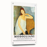 Large abstract wall art on acrylic glass, featuring bold red and yellow tones, suitable for bedroom or dining room decor.